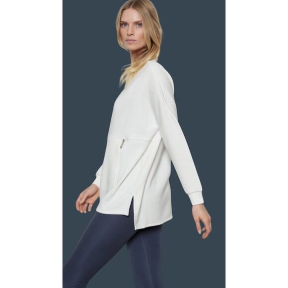 Varley Bayliss double faced long line Tunic Sweatshirt Zipper Pockets Women's S - Picture 1 of 13